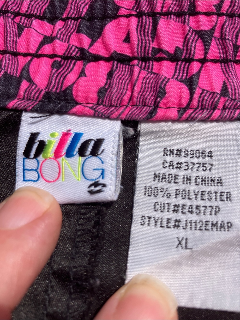 Billabong Black Board Shorts with Pink Accents - Picture 2 of 7